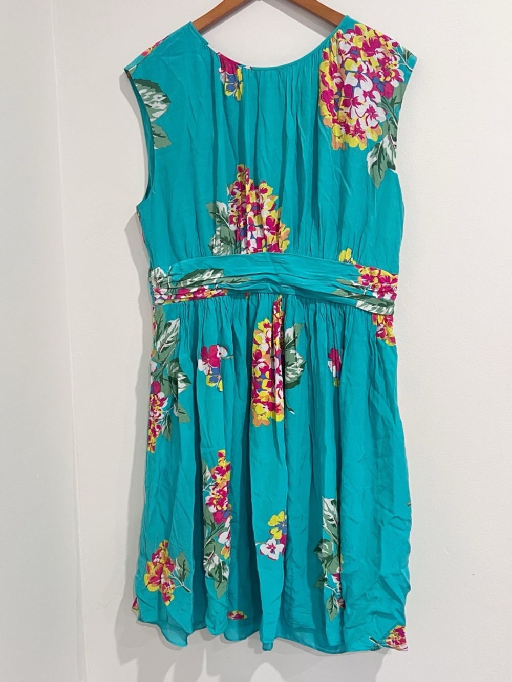 EUC Boden Plus Teal/Aqua/Marine/Turquoise Floral Button Back Selina Dress